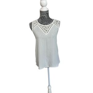 Monteau Sleeveless Lace White Top Blouse, Women's, Size XL